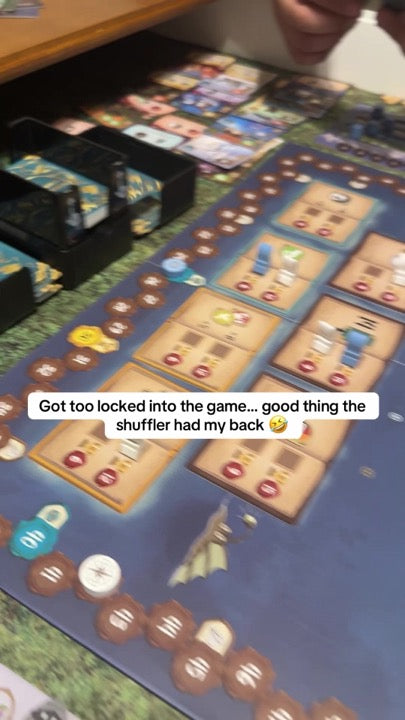 Lotus card shuffler featured by @boardgamedeepdive